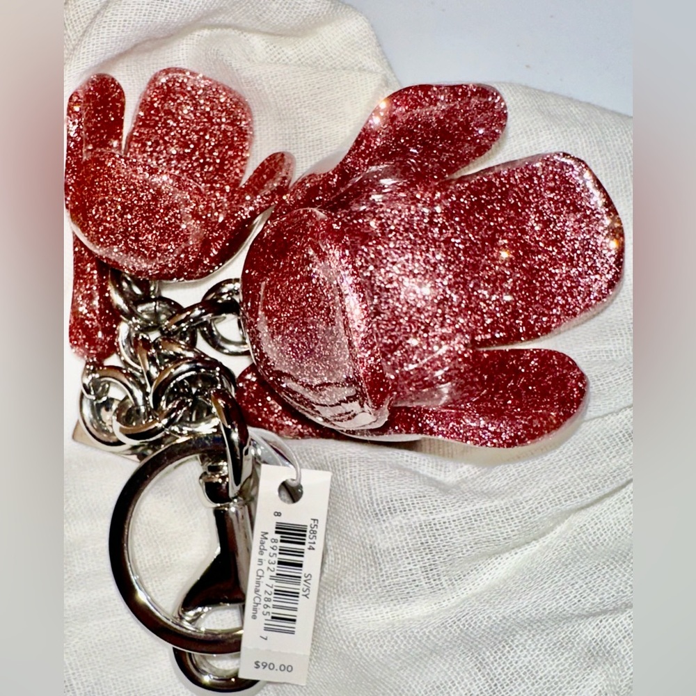 Coach Key Fob Glitter Pink New F58514 Pink